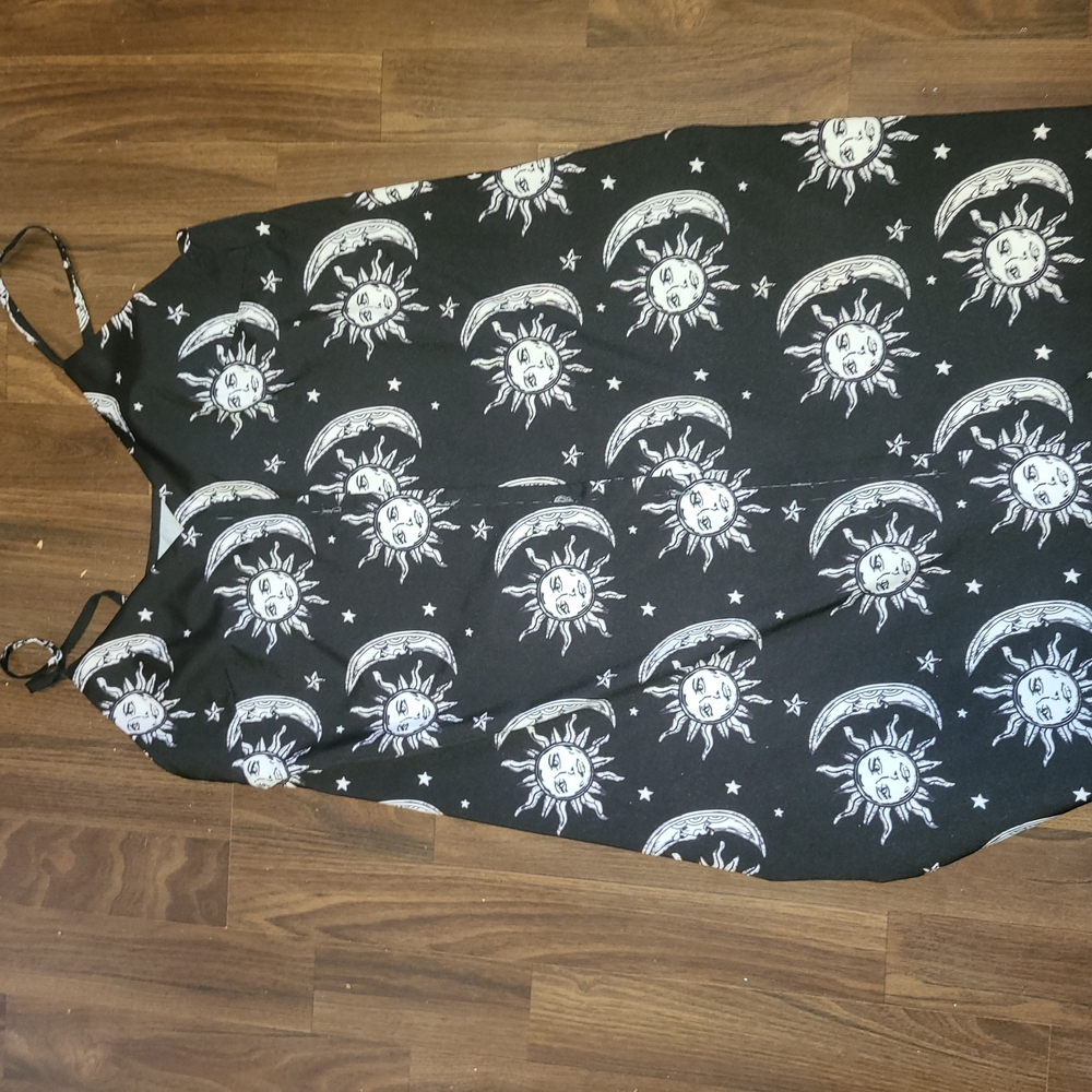 Black Sun and Moon Print Dress
